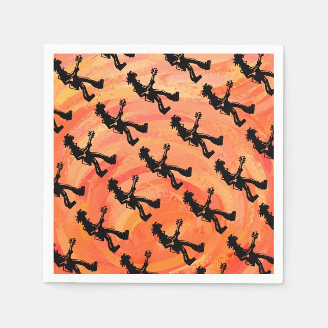 Serviettes En Papier New York Boogie Nights Guitare Orange (Devant)