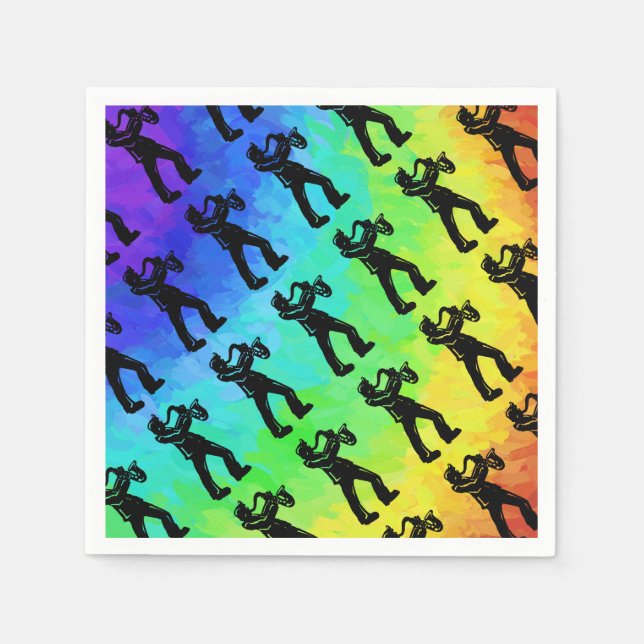 Serviettes En Papier New York Boogie Nuits Saxophone Rainbow (Devant)