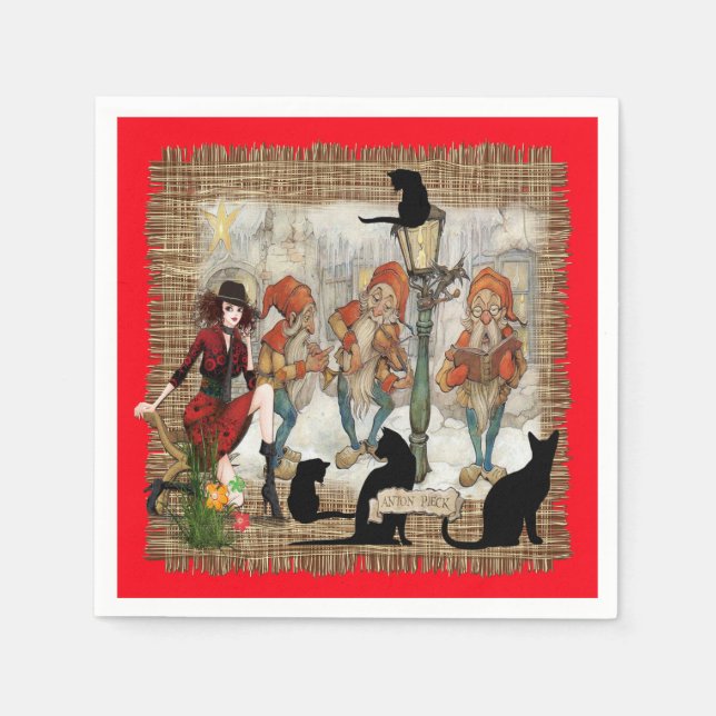 Serviettes En Papier Noël avec Anton Pieck (Devant)