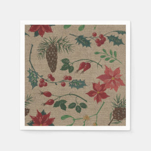 Serviettes En Papier Noël botanique traditionnel