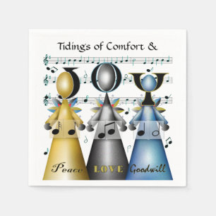Serviettes En Papier Noël Carolers Angels Chorale Chorale Chanteurs Fêt