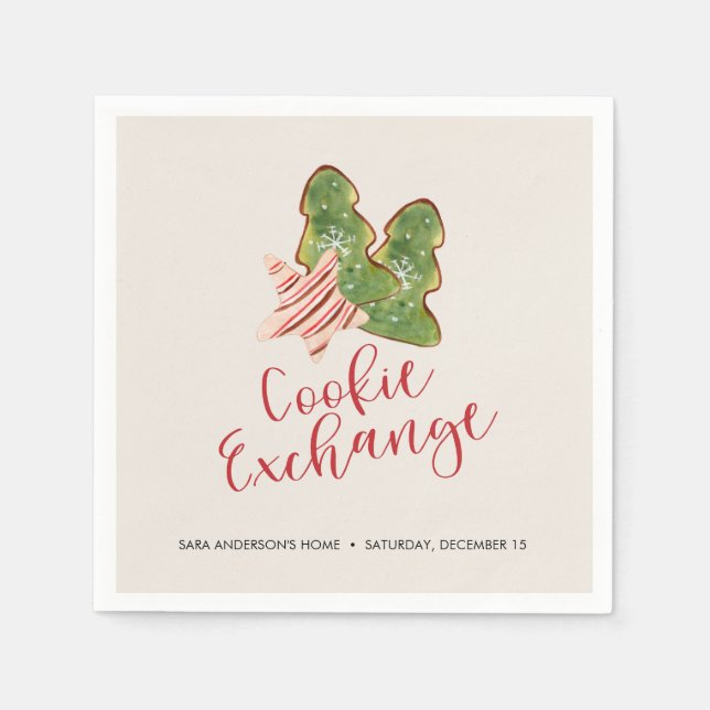 Serviettes En Papier Noël Cookie Exchange tendance Aquarelle Cookie (Devant)