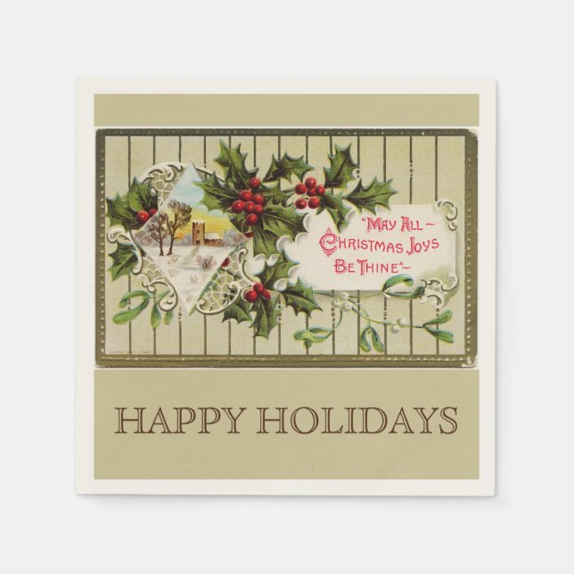 Serviettes En Papier Noël Joy Joyeuses Joyeuses Fêtes (Devant)