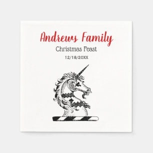 Serviettes En Papier Noël Noël Noël Heraldic Unicorne tête Emblem Crest