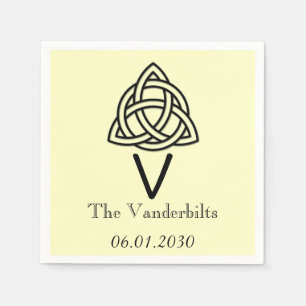 Serviettes En Papier Noeud celtique en noir et ivoire Mariage Monogramm