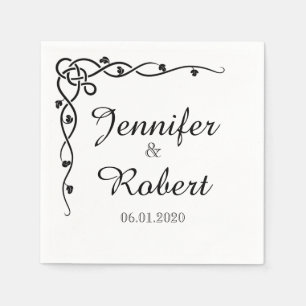 Serviettes En Papier Noir Celtic Corner Vine Mariage Napkin
