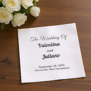 Serviettes en papier noir et blanc pour mariage