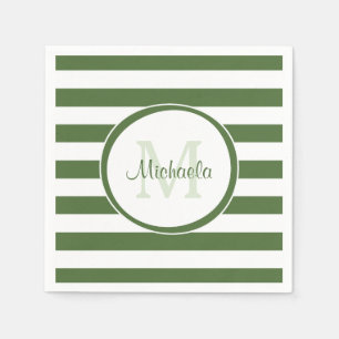 Serviettes En Papier Nom de la partie Motif de la bande verte de la for