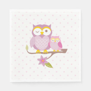 Serviettes En Papier Notre Bébé Douce Chouette Baby shower Napkin