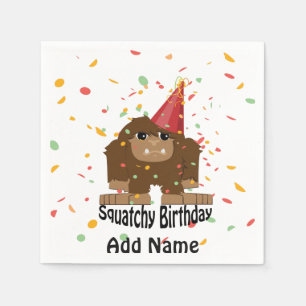 Serviettes En Papier Nouvel anniversaire de la petite Squatcha Bigfoot
