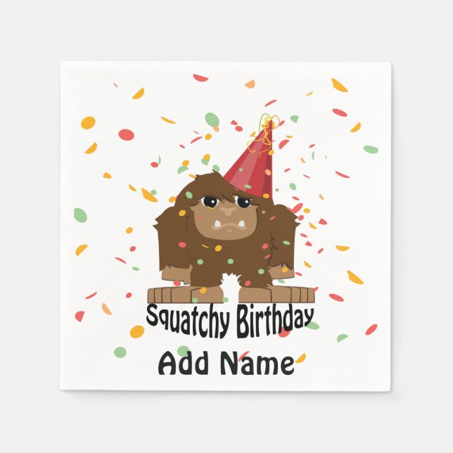 Serviettes En Papier Nouvel anniversaire de la petite Squatcha Bigfoot (Devant)