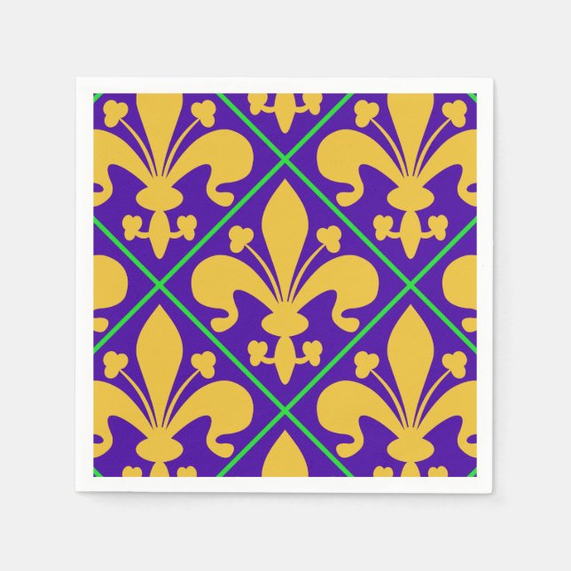 Serviettes En Papier Nouvelle-Orléans Mardi Gras Fleur de Lis (Devant)