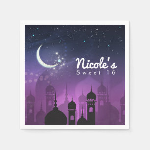 Serviettes En Papier Nuits Arabes Maroc Violet Clair de Lune