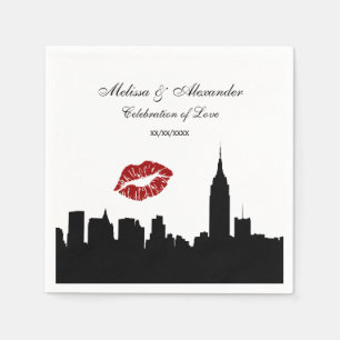 Serviettes En Papier NYC Skyline Silhouette, Mariage BW Biss ESB #1