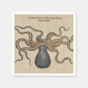 Serviettes En Papier Octopus Kraken Illustration Vintage