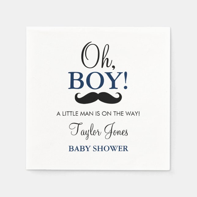 Serviettes En Papier Oh garçon Baby shower moustache serviettes (Devant)