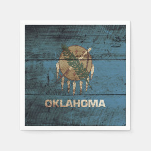 Serviettes En Papier Oklahoma State Flag on Old Wood