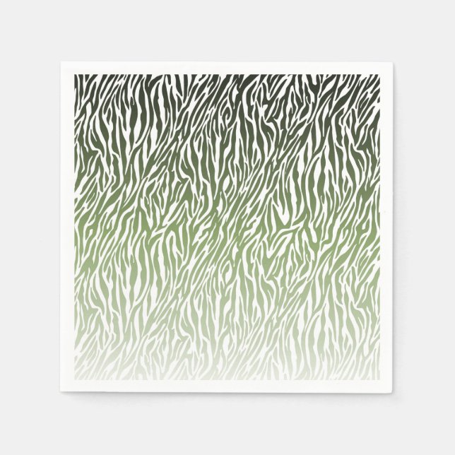 Serviettes En Papier Ombre d'impression Wild Green Zebra (Devant)