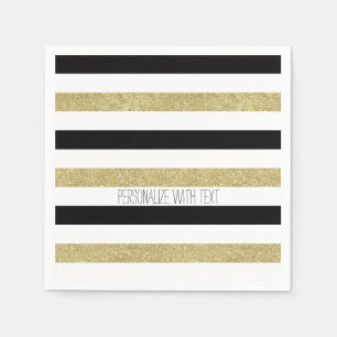 Serviettes En Papier Or et rayures noires