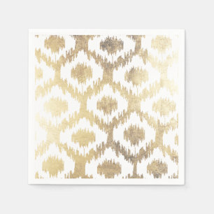 Serviettes En Papier Or tiré par la main blanc moderne de faux de moti