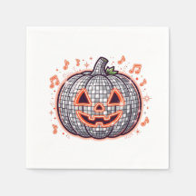 Serviettes en papier Orange Disco Citrouille Hallo