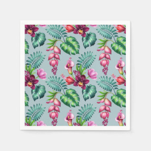 Serviettes en papier orchidée tropicale