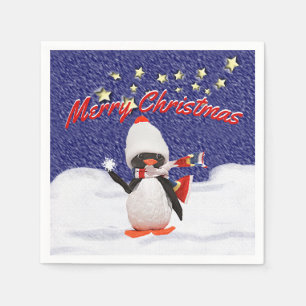 Serviettes En Papier Ornement de pingouin adorable Paradis de Noël