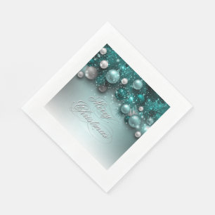 Serviettes En Papier Ornements de Noël - Turquoise