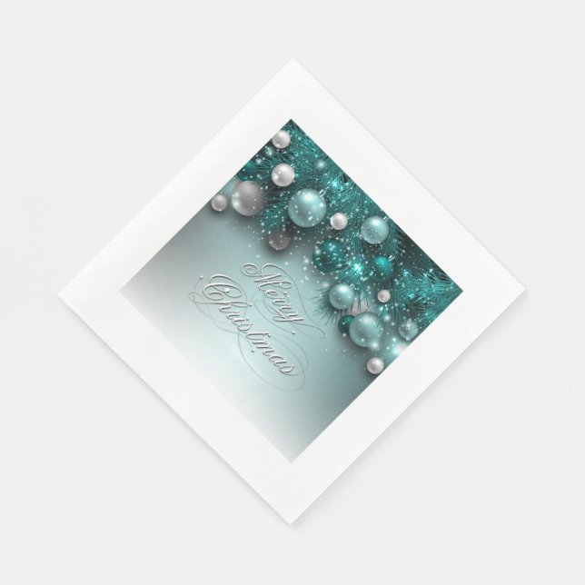 Serviettes En Papier Ornements de Noël - Turquoise (Coin)
