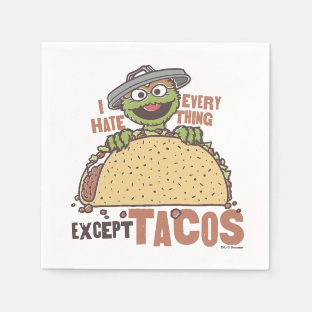 Serviettes En Papier Oscar Je Déteste Tout Sauf Les Tacos (Devant)