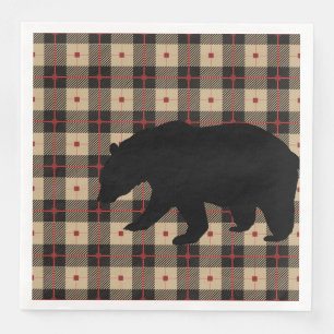Serviettes En Papier Ours sur platine rouge noir
