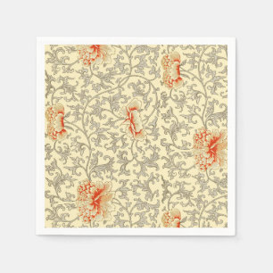 Serviettes En Papier Owen Jones Motif Ancien : Corail Floral Gris