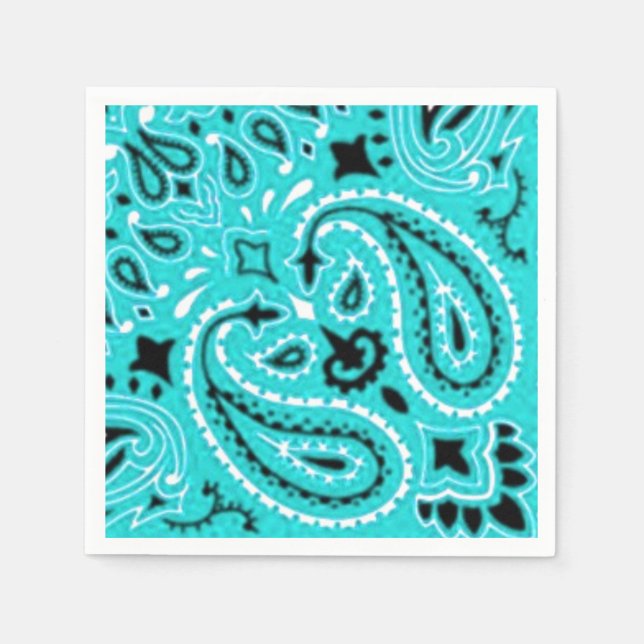 Serviettes En Papier Paisley Turquoise Bandana Scarf BBQ Pique-nique Na (Devant)