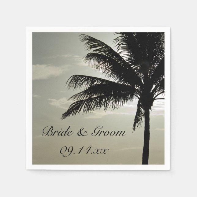 Serviettes En Papier Palm Tree Silhouette Beach Mariage (Devant)