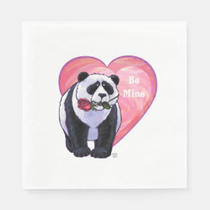 Serviettes En Papier Panda Bear Saint Valentin
