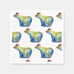 Serviettes En Papier Papier à cocktails Napkins Père Noël Ours