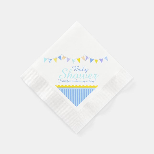 Serviettes En Papier Papier à lapin bleu baby shower nommé (Coin)