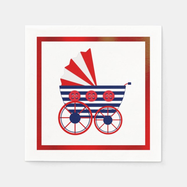 Serviettes En Papier Papier Baby shower nautique Napkin (Devant)