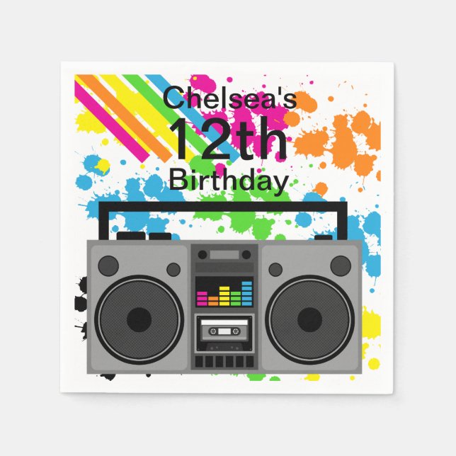 Serviettes En Papier Papier Boom Box des années 80 (Devant)