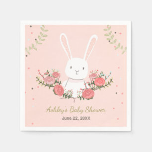 Serviettes En Papier Papier de Baby shower lapin Napkin Woodland Rose G
