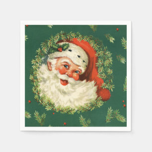 Serviettes En Papier Papier de courge de Père Noël vintage et de pin