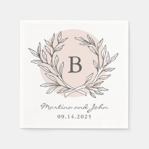 Serviettes En Papier Papier de courge Monogramme rustique à base de rou
