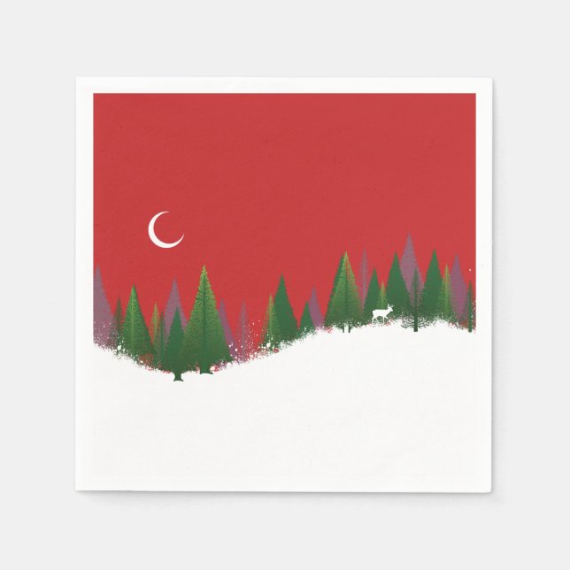 Serviettes En Papier Papier de scène Noël Woods (Devant)