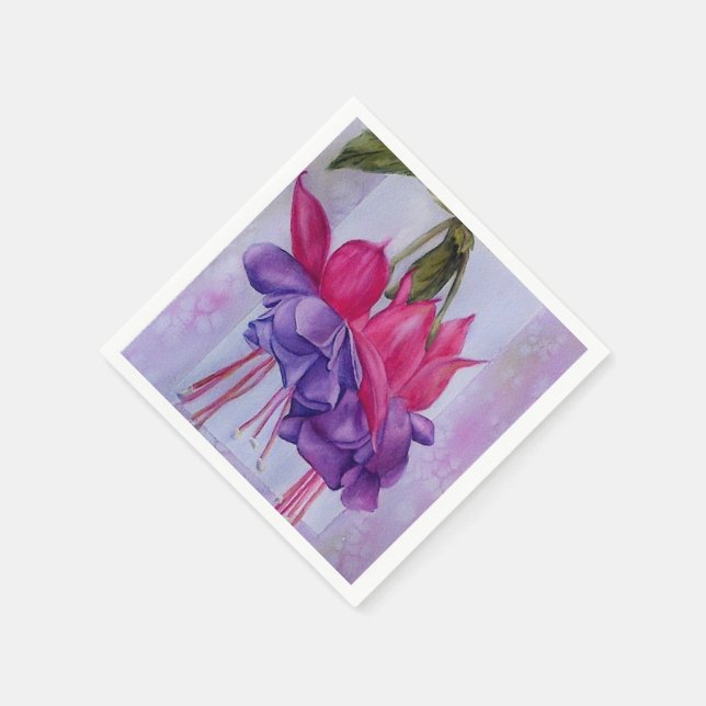 SERVIETTES EN PAPIER PAPIER FLEURIER ROSE ET PURPLE FUSCHIE NAPKINS (Coin)