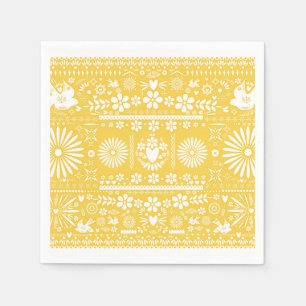 Serviettes En Papier Papier Jaune Blanc Mariage Mariage Mexicain Picado