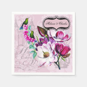 Serviettes En Papier Papier Mariage Hummingbirds Magnolias