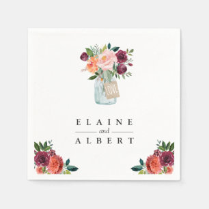 Serviettes En Papier Papier Mariage Mason Jar aux fleurs orange de Bour