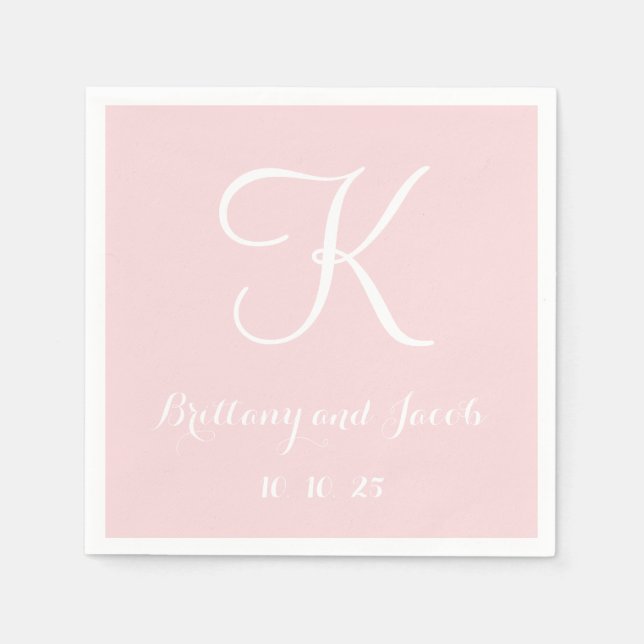 Serviettes En Papier Papier Mariage Monogram Pale Rose (Devant)