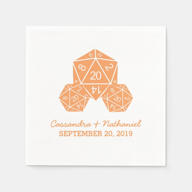 Serviettes En Papier Papier Mariage orange D20 dés (Devant)