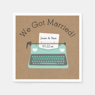 Serviettes En Papier Papier Mariage Retro Aqua